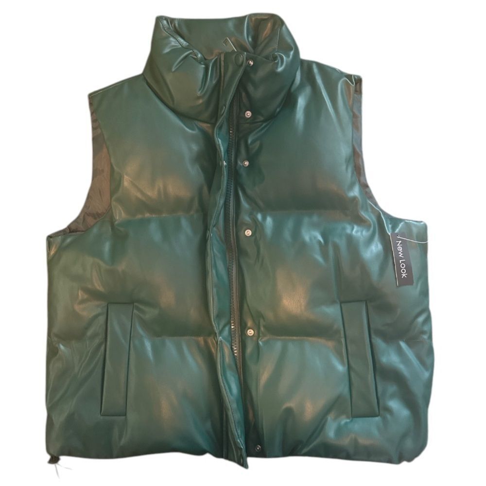 NEW LOOK hunter green puff vest zipper closure // XL